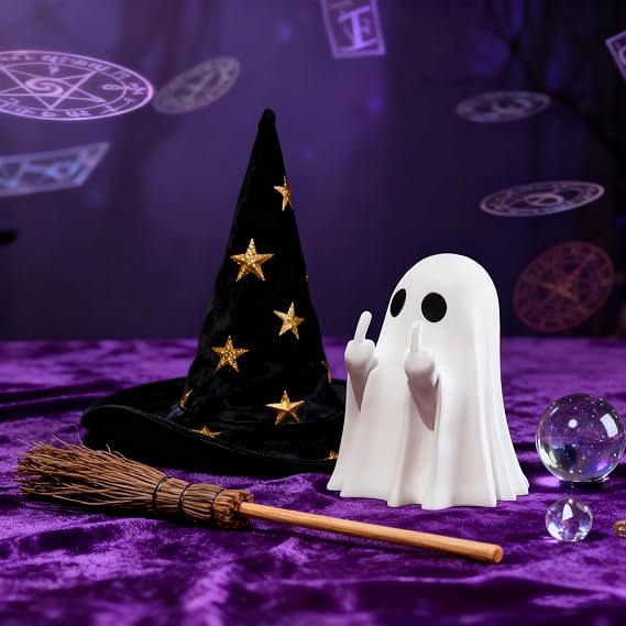 2 Pcs Halloween Middle Finger Ghost Decorations,Mini Scary Halloween Ghost