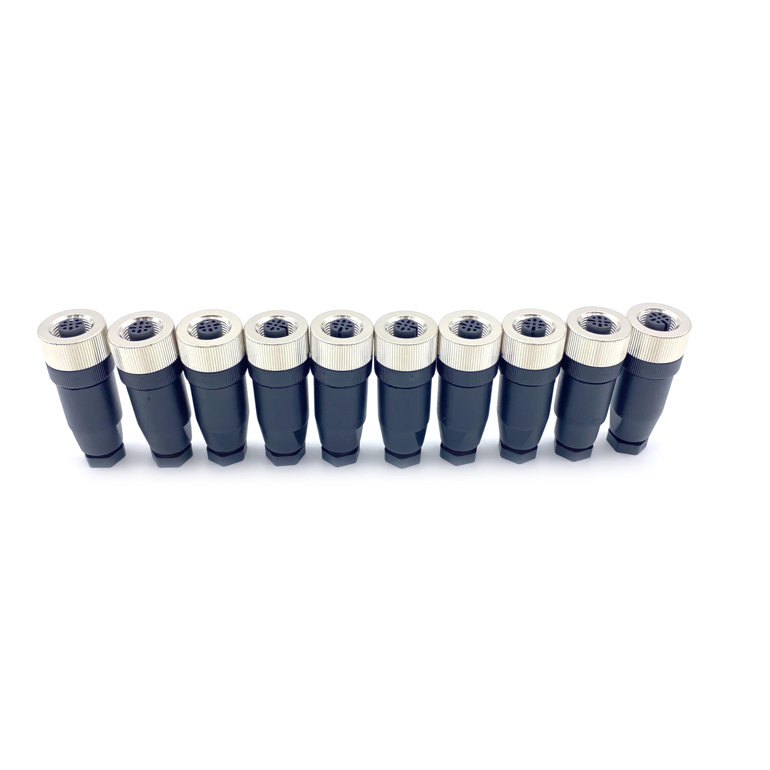 10 Pcs M12 4 Pin Female Connector, IP67 Waterproof A Code Industrial Circular Connector Field Wireable Adapter Unshielded Straight Type Sensor for PG7