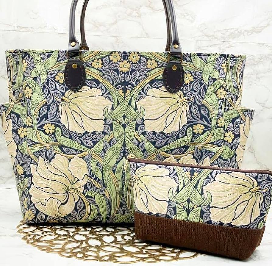 ウイリアムモリス〈ハニーサックル&チューリップ〉トートバック&ポーチ
