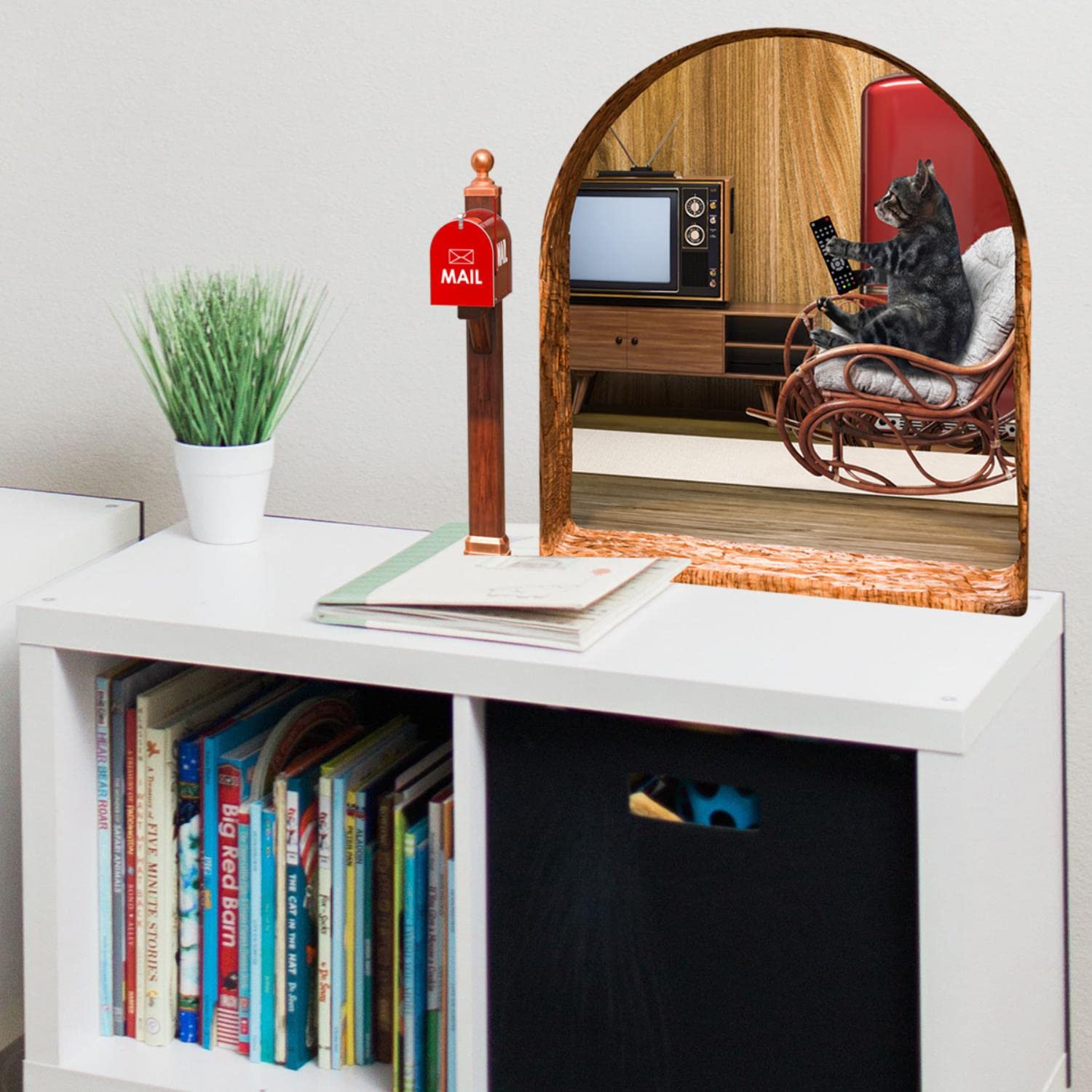 JJJee MS4004-ZC Cute Cat 3D Stereo Cave Wall Sticker Bedroom Staircase Decoration Wall Free Wall Stick