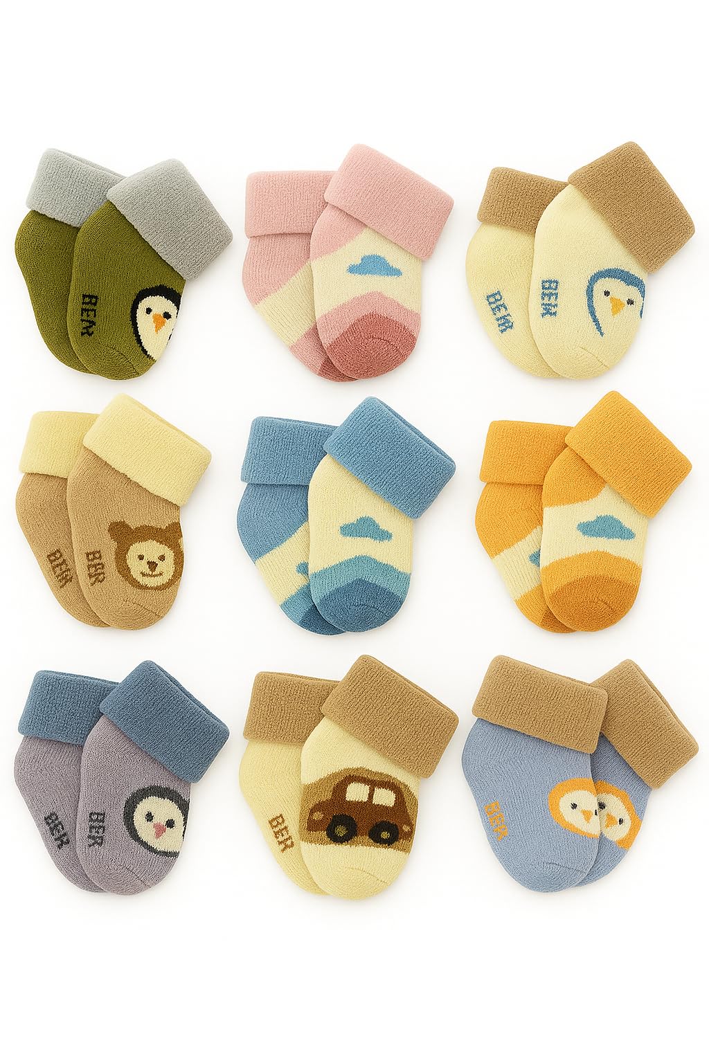 cuteably Baby Winter Socks, Cotton Blends, 0-12 Months, Animal Print, Unisex-picture-49