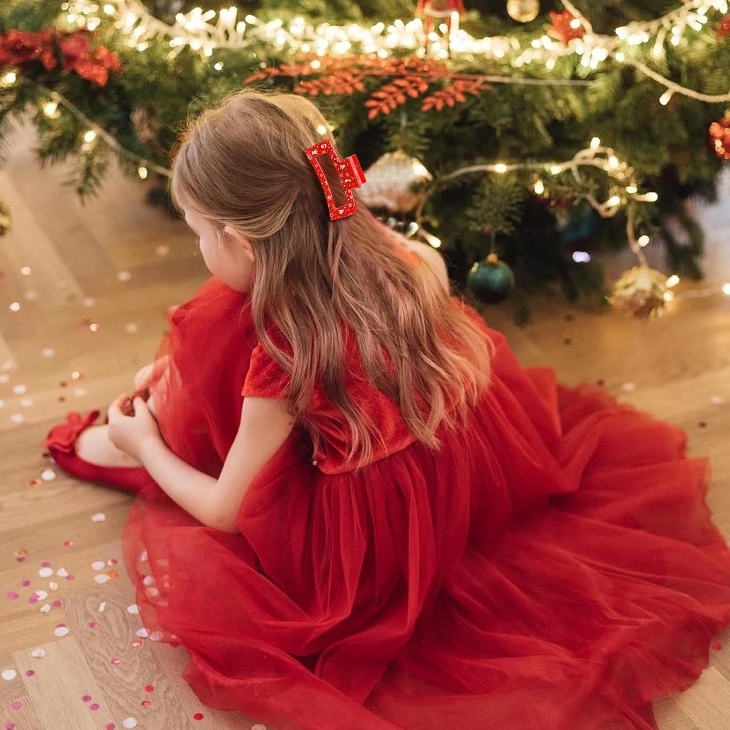 Christmas Hair Clips, Red Green Hair Accessories for Holiday Gifts, Xmas Square Claw Clips Strong Hold Non Slip Decorative Jaw for Women Girls - Image 6