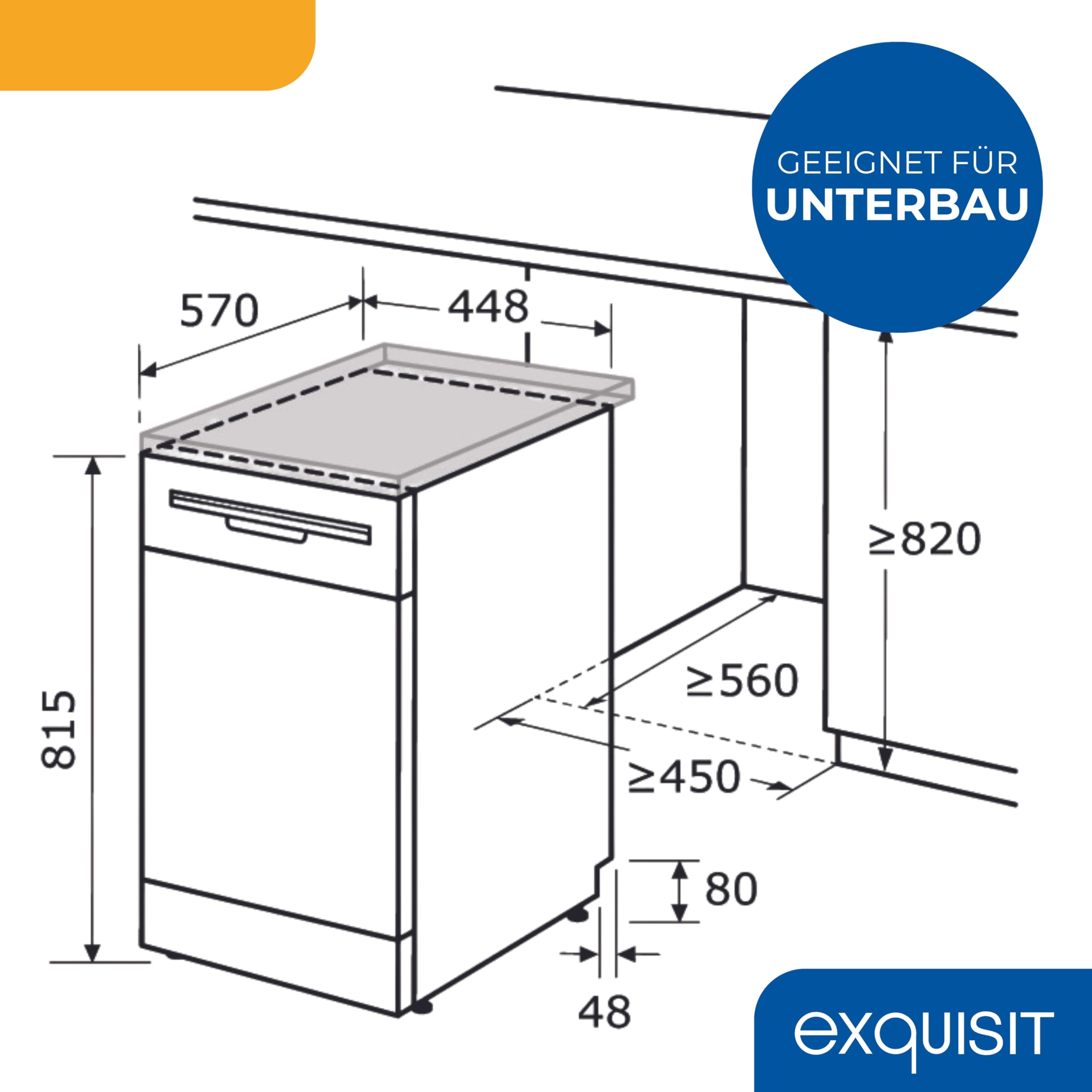 Exquisit Geschirrspüler GSP9410-030D weiss 45 cm unterbaufähig freistehend 10 Maßgedecke LED Spülmaschine