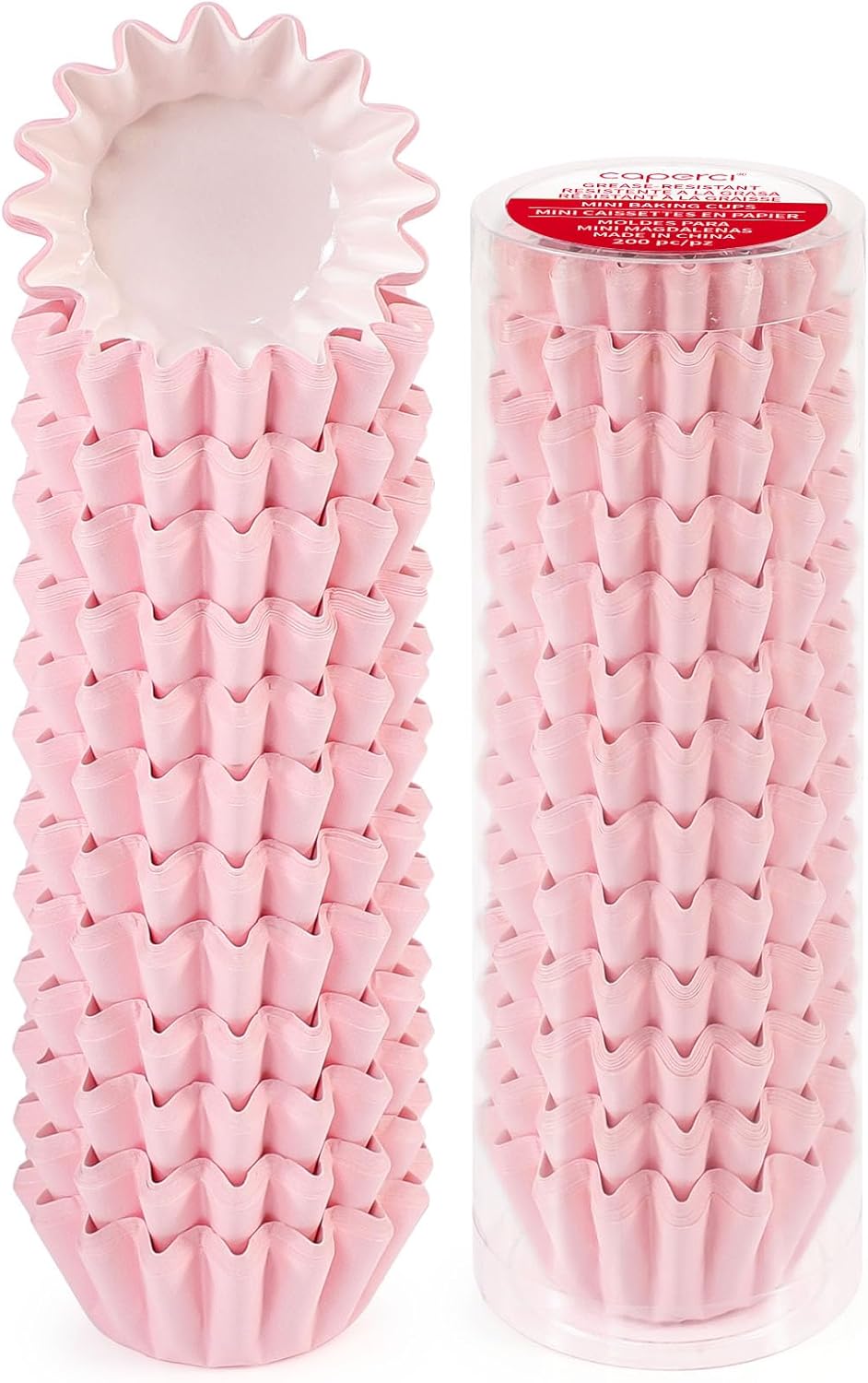 Caperci GreaseResistant Pink Mini Cupcake Liners 200