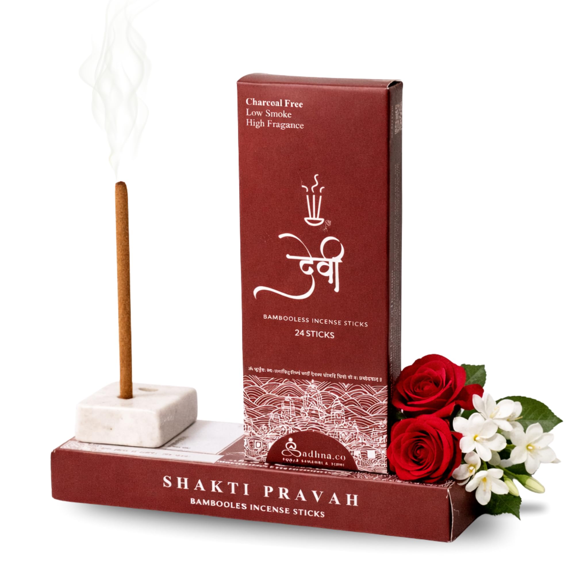 Devi Bambooless Incense Sticks – Natural, Chemical-Free Agarbatti for Pooja, Meditation & Relaxation with Long-Lasting Fragrance + Free Ceramic Holder (24 Sticks)-image-27