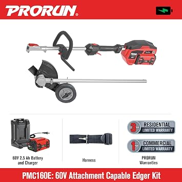 PRORUN 60V Attachment Capable Powerhead and Edger Kit with 2.5 Ah Battery and Charger