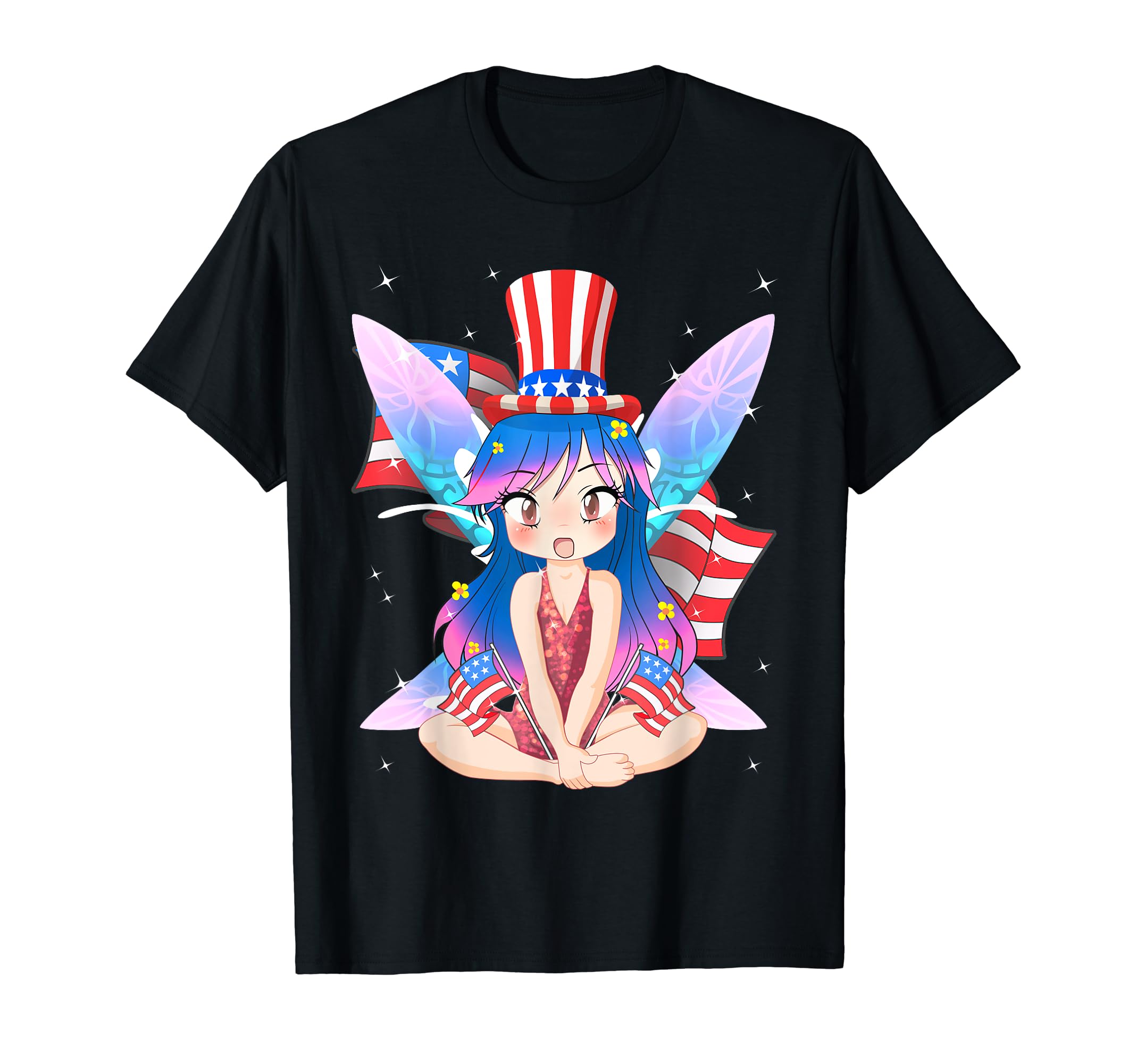 America 4th of July Independence Day Patriotic Pixie Fairy T-Shirt