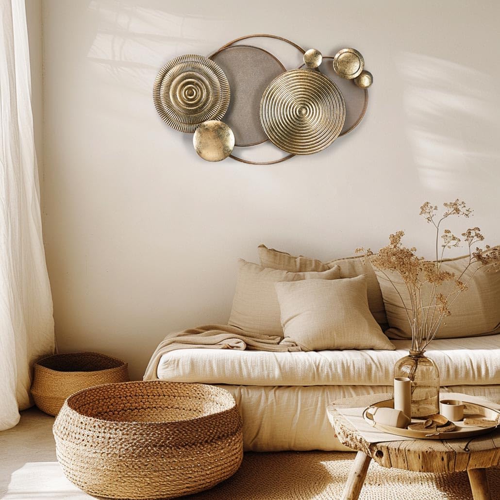 Kobolo Wandbild Wanddeko Metallbild 3D EN aus Metall in Gold Gold