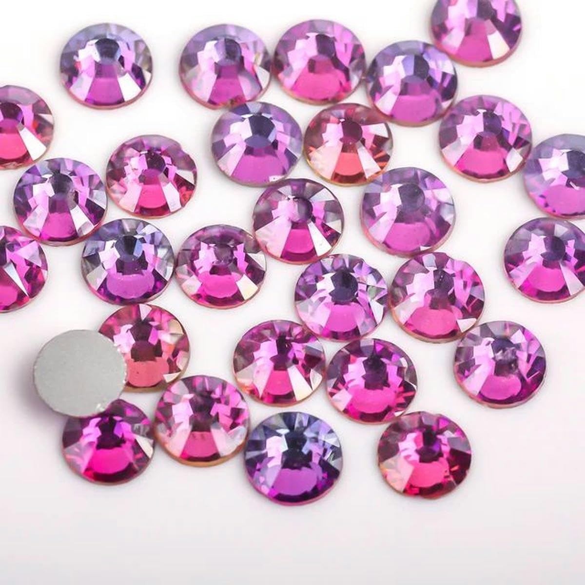 Rosa chiaro/Rosa/Fucsia Vetro 3D Nail Art Strass SS3~SS34 Unghie in Decorazioni non hotfix-Viola chiaro-SS20 1440 pezzi