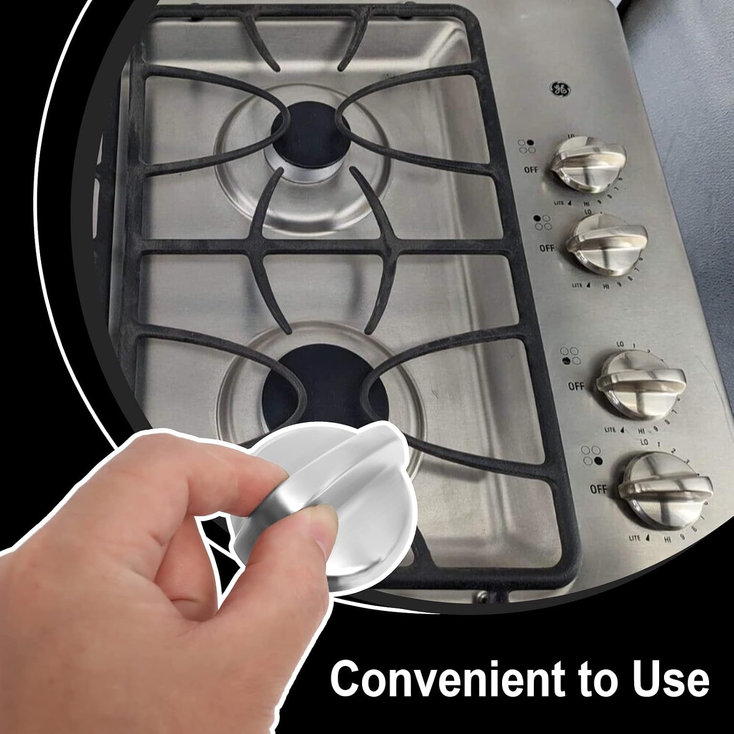 WB03T10325 Range Chrome Burner Control Knob Compatible with GEE Cooktop Knobs(4 Pack Replacement for AP5690210 PS3510510