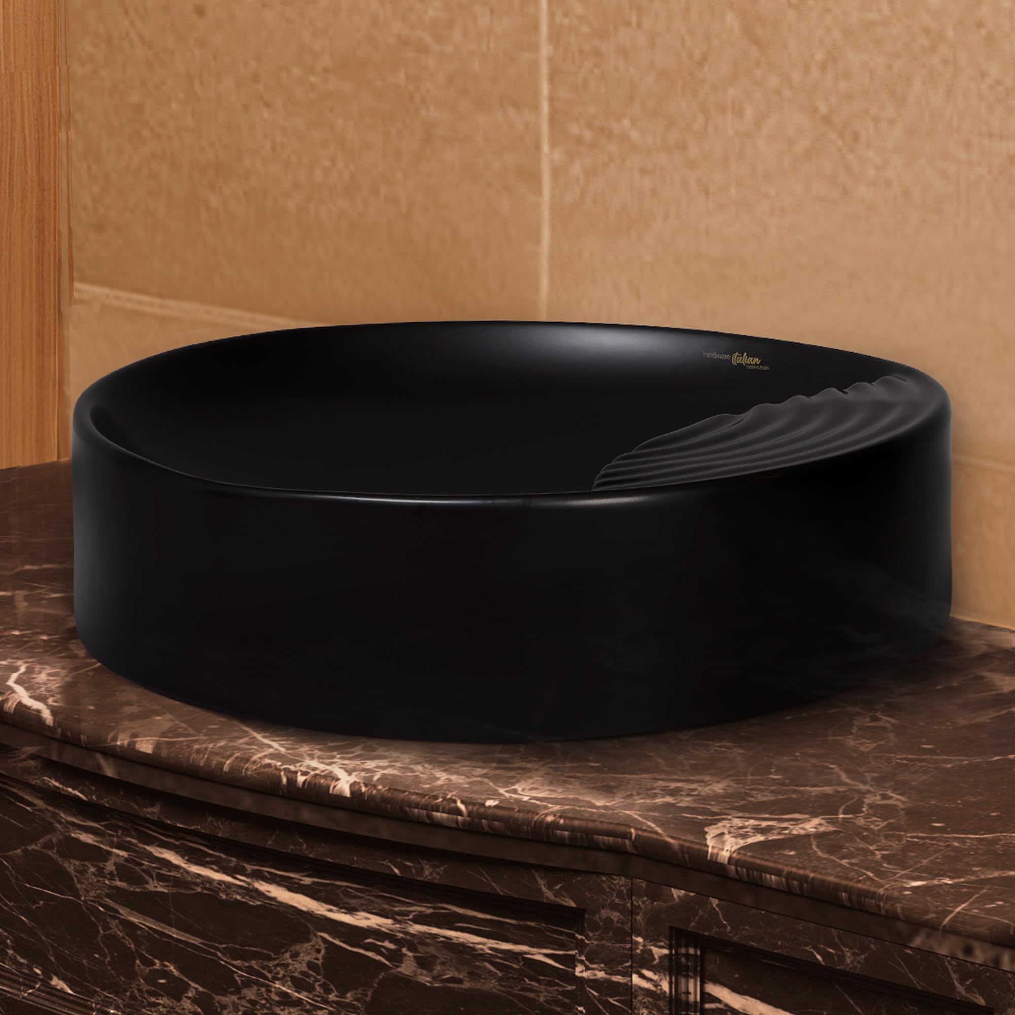 Hindware Italian Collection Moonlit Table Top Wash Basin for Bathroom | Made of Ceramic | Matte Black | Round Shape | Over the Counter Basin (B0CK5MZGKF) Amazon Price History, Amazon Price Tracker