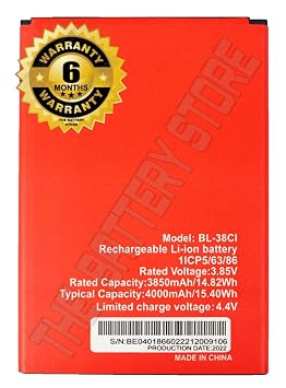The Battery SYTORE Original Battery for iTEL A58 Pro BL-38CI Double Power 5000mAh Battery with 6 Months Warranty (38CI -6 Months Warranty)