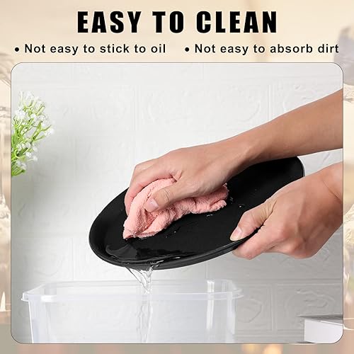 Miniatura 5 de Bandeja redonda de 11 pulgadas bandeja redonda de superficie antideslizante bandeja de plástico con bordes elevados para el hogar cocina restaurante