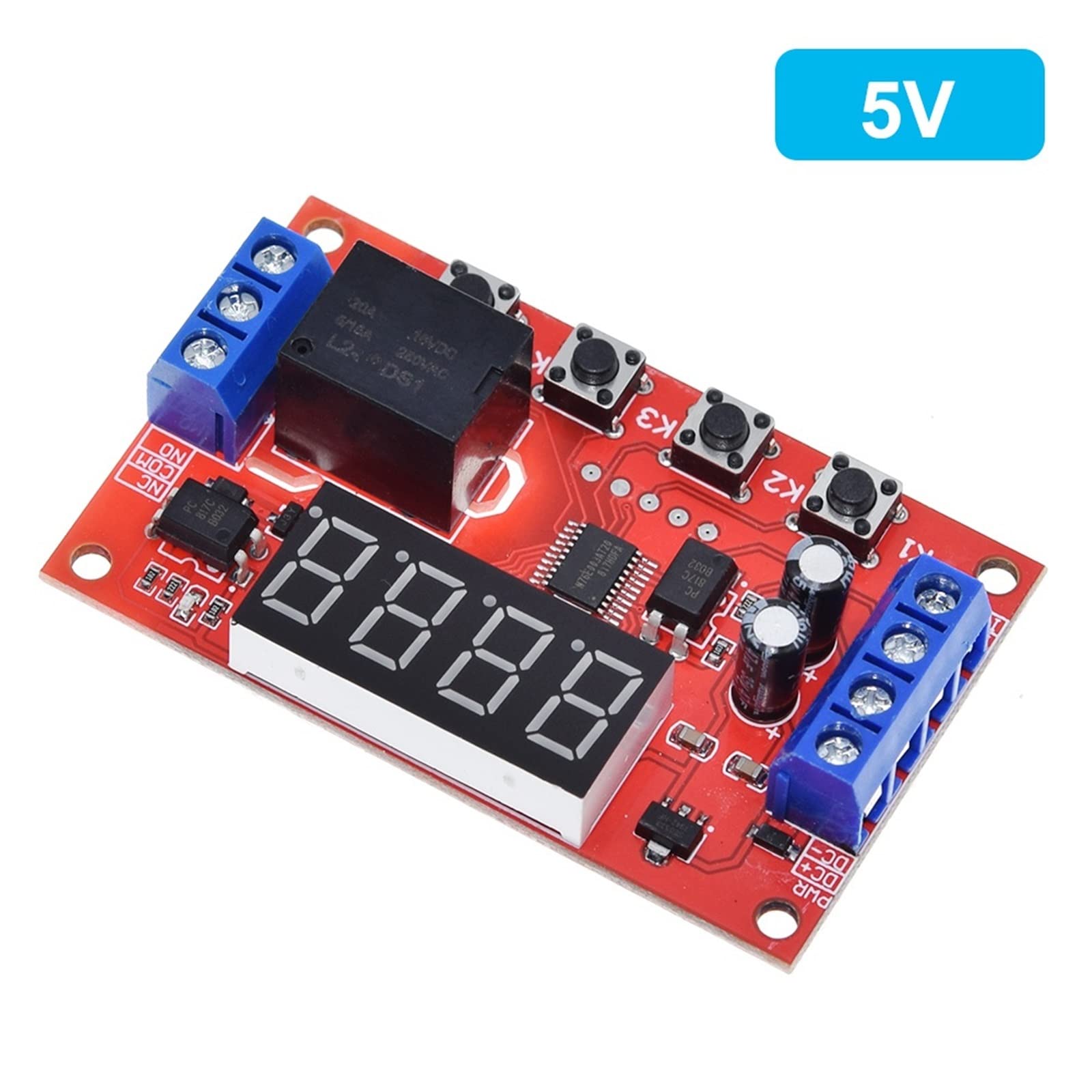 DC 5 V 12 24 10 A regulowany moduł przekaźnika czasowego z opóźnieniem czasowym, cyfrowy przekaźnik czasowy LED, przełącznik opóźnienia czasowego, wyłącznik sterujący zegarem (czarny)