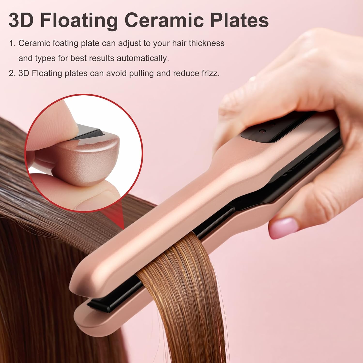 JAETON Small Flat Iron 3/10" Mini Hair Straightener for Short Hair Curling Iron for Edges,Mini Straightener for Travel,Fast Heat Up,Dual Voltage,Ceramic Tourmaline - Image 3