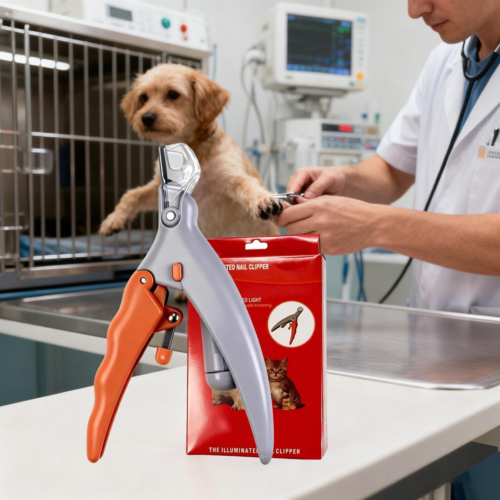 Nagelschere, Nagelknipser for Hunde mit Licht, Krallenschere Lupe und for die Krallenpflege von Haustieren