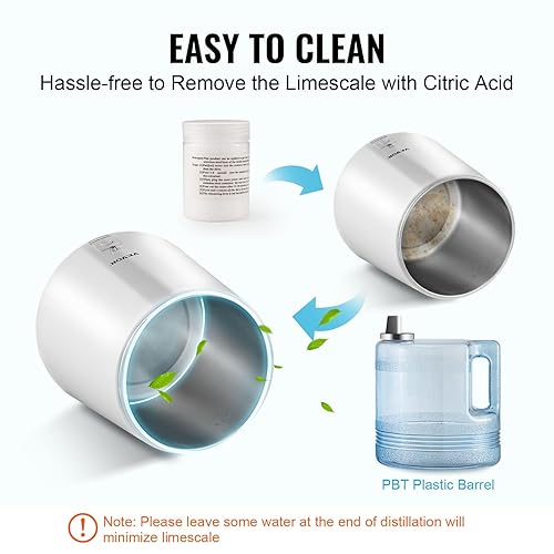 Miniatura 6 de VEVOR Destilador de agua, máquina de agua destilada de 1.1 galones, destilación de agua pura de 750 W con recipiente de plástico sin BPA, kit de
