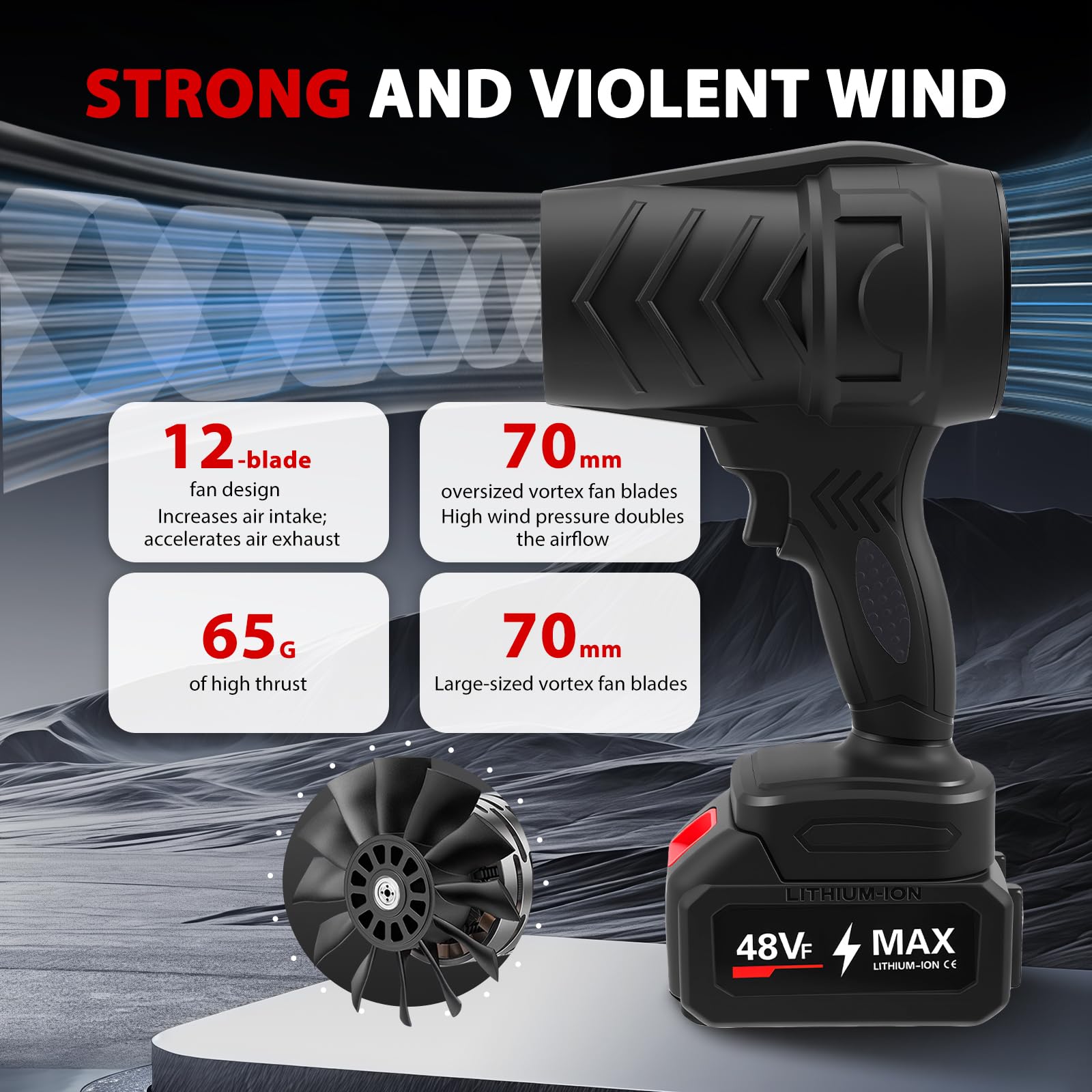Soplador Turbo Jet Blower, Inalámbrico Secador Coche con Cargador Y batería, 39000 RPM, 1500mah, Eléctrico Recargable Coche Turbojet Soplador De Aire para Quitar La Nieve, Quitar El Polvo, Secar