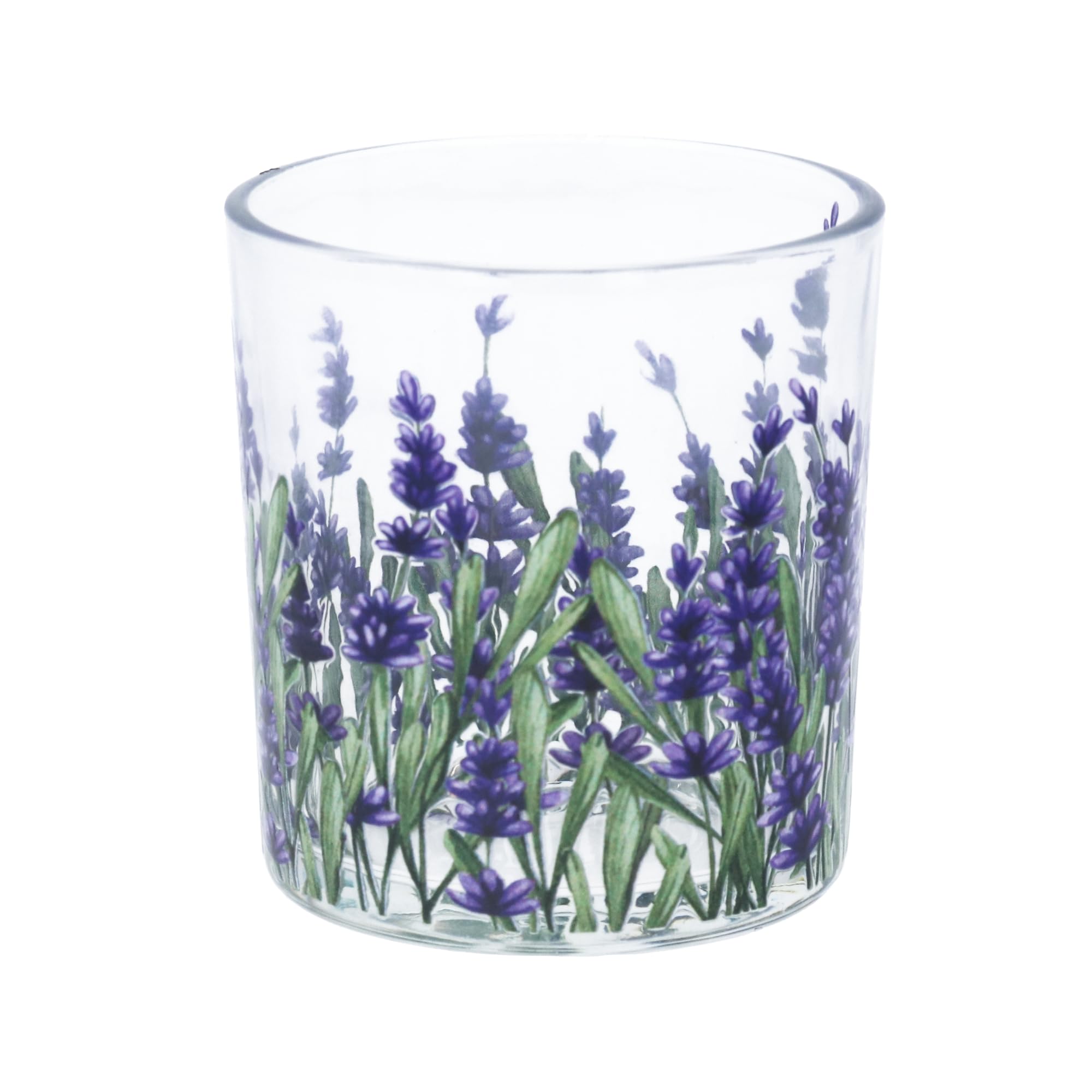 Gisela Graham Lavender Fields Glass Tea Light Holder