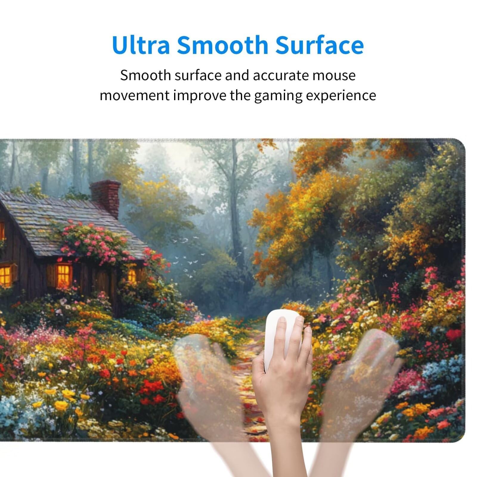 Gaming Mauspad XXL 1200x400x3mm Mousepad Verlängertes Groß Mauspad Schreibtischauflage,Genähte Kanten rutschfeste Gummibasis,Verbessert Präzision Geschwindigkeit Home Office Hüttenlandschaft L-4792