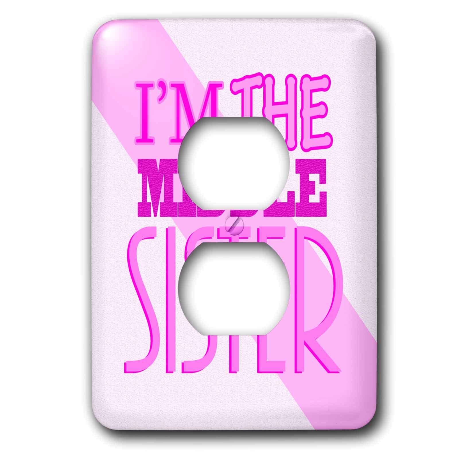 Cache 2 prises Rose pour chambre de fille et fratrie motif Im The Middle Sister 3dRose
