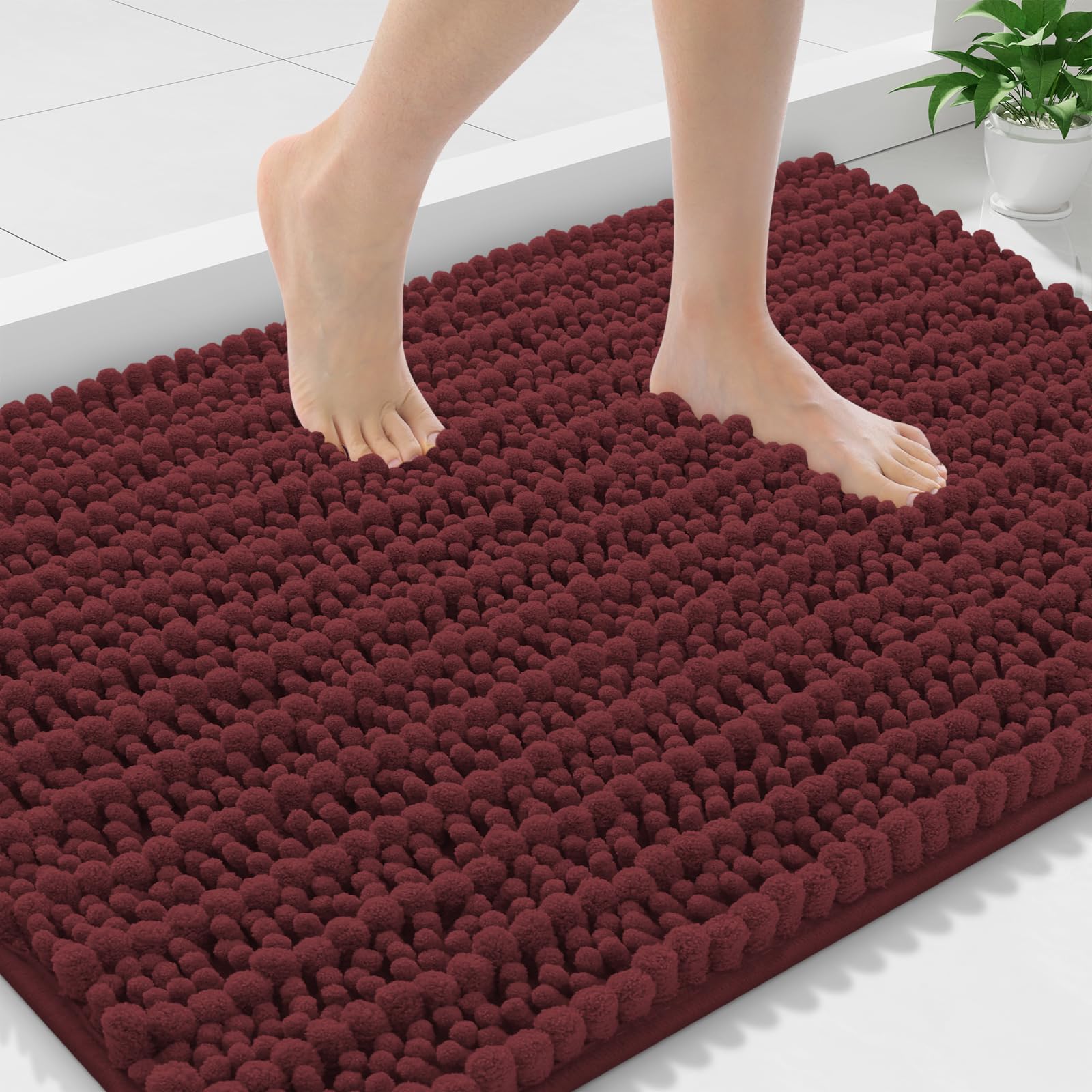 Smiry Bathroom Rugs 36X24, Extra Soft Rubber Backing Chenille Bath Mats