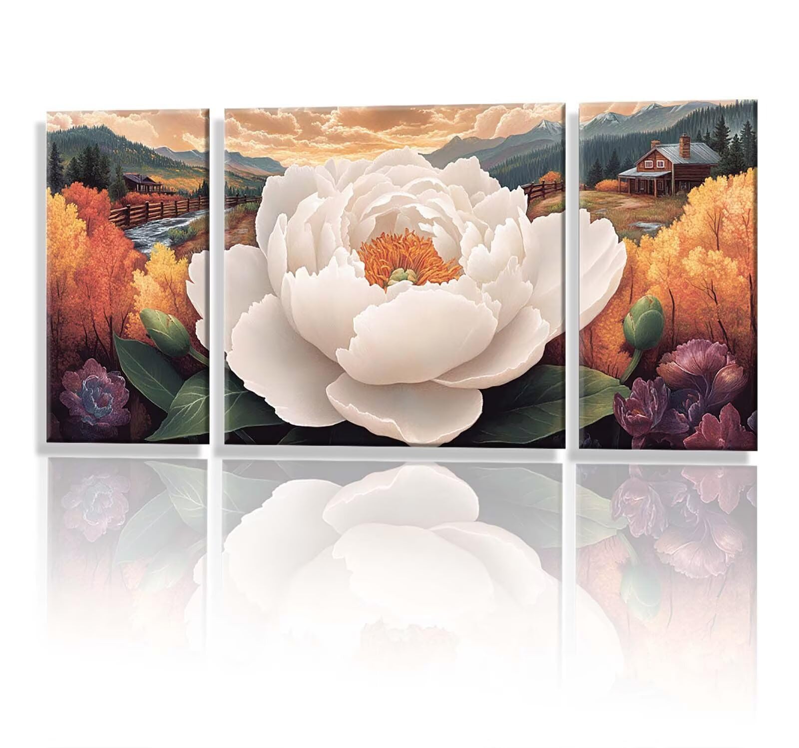 3 Pezzi Dipingere con i Numeri adulti, Paint by Numbers Cabina Peonia, Kit Lavoretti Creativi, Kit di Pittura Acrilica Fai-da-Te, con 3- Pennello, Decorazioni Casa 70x140cm (Senza Cornice) y1s-687