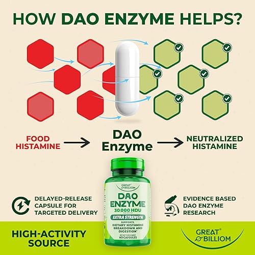Miniatura 6 de Enzima DAO (diamina oxidasa) - Enzimas digestivas para mujeres y hombres - 30,000 HDU - Suplementos para la salud intestinal - Apoyo de histamina