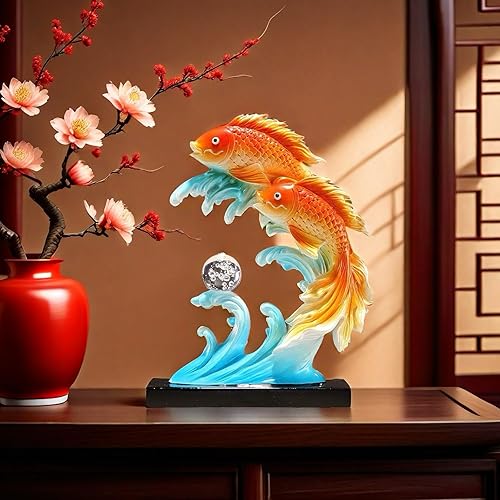Miniatura 7 de Estatua de pescado chino grande de Feng Shui de 11.5 pulgadas, decoración de peces de FengShui, decoración para el hogar, oficina, decoración de