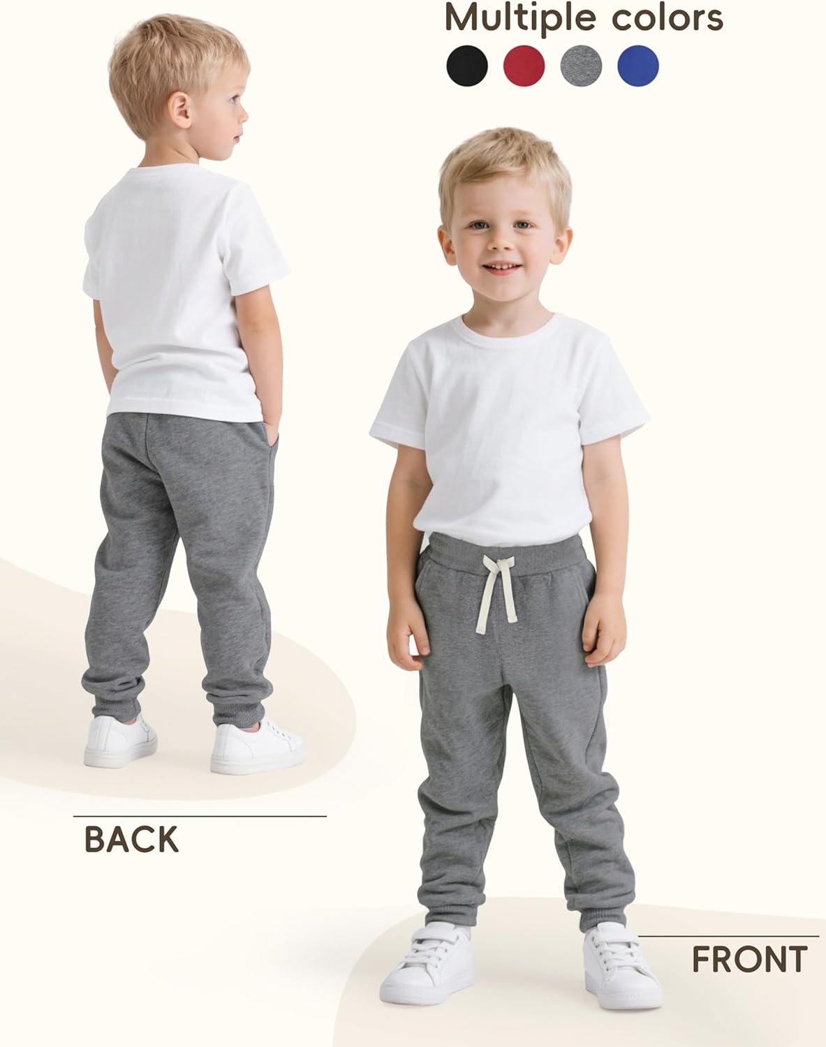 4 Pack Toddler Boys Sweatpants Cotton Toddler Boys Girls Sweatpants Pants with Pocket Drawstring - Image 5