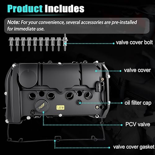 Miniatura 4 de Kit de cubierta de válvula N18 para motor Mini Cooper S 2011-2016 L4 1.6L R55 R56 R57 R58 R59 R60 R61, repuesto OE 111276-46552