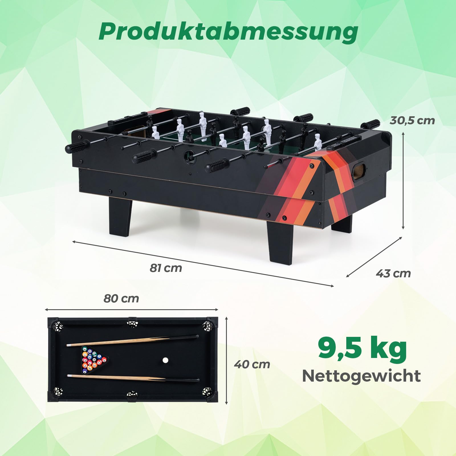 COSTWAY 4 in 1 Spieltisch, Tischkicker & Billard & Air Hockey & Tischtennis, Multifunktionstisch aus Holz, Tischfußball für Spielzimmer, Bars, Kickertisch für Kinder, Erwachsene