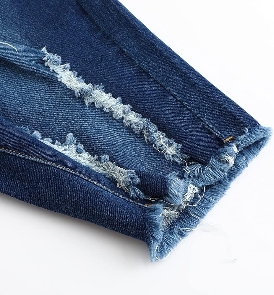 THUNDER STAR Womens Denim Bermuda Shorts,Mid Rise Short Jeans,Frayed Raw Hem