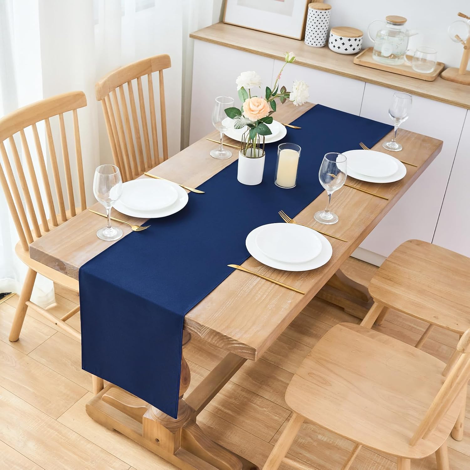 2 Pack Navy Blue Farmhouse Table Runner Coffee Table Runner | 12 x 72 Inch Solid Color Table Runner, Dresser Runner for Daily Party Home Decoration