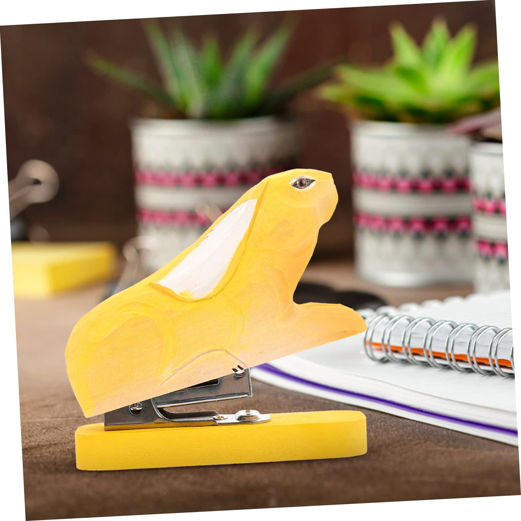 SOLUSTRE 3pezzi Spillatrice Legno Con Design Animale Accessorio Creativo Per Ufficio e Scuola Pratica e Compatta Per Ogni Occasione