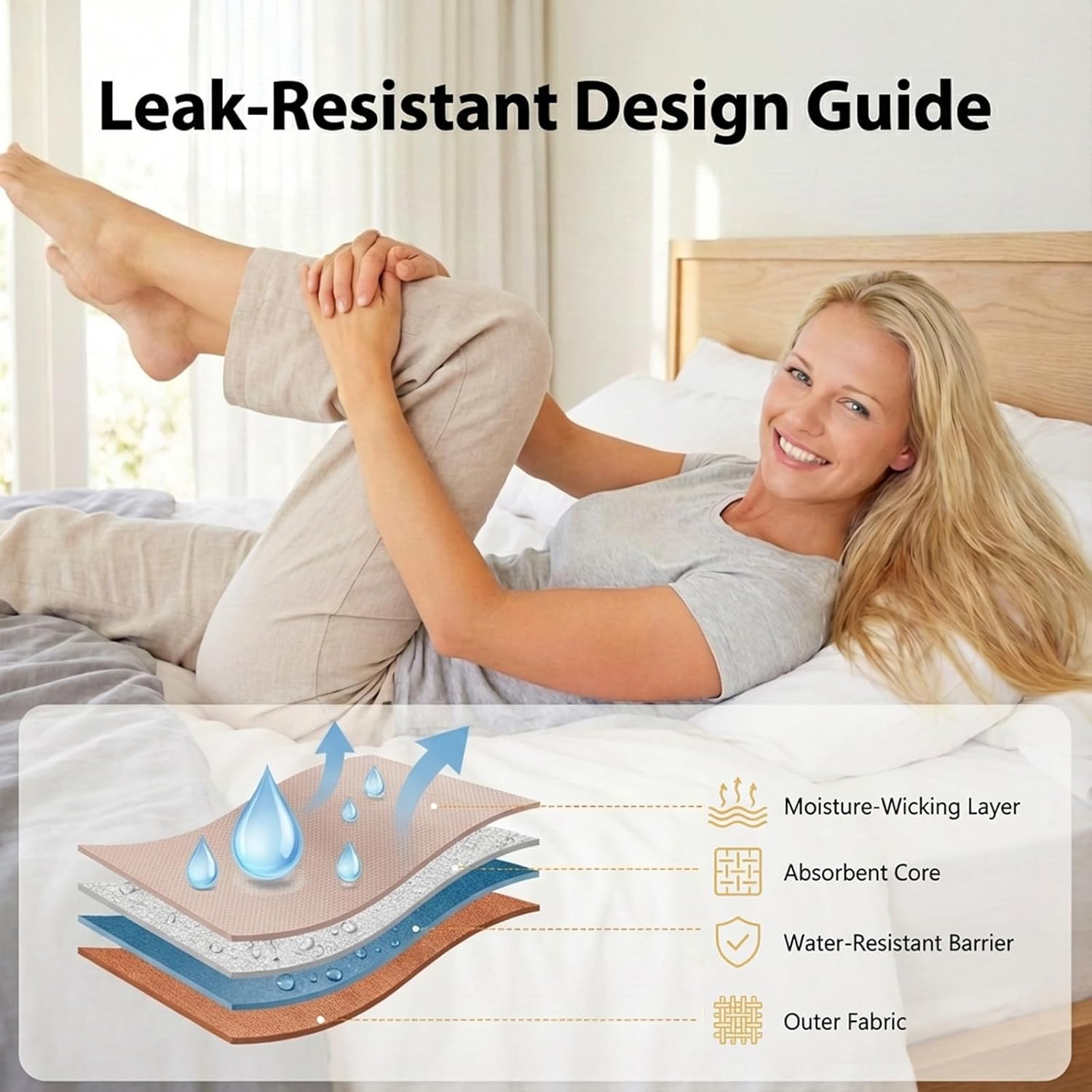 Incontinence Underwear Leak Proof Panties for Women, Tummy Control, Leakproof Bladder Leak, Postpartum Support (Earthy Elegance, L) - Image 4