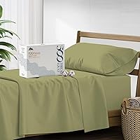 Vista 35 de Mayfair Linen - Juego de sábanas 100% algodón, tamaño Queen, 500 hilos, 4 piezas (azul claro), suave, refrescante, sábana de algodón satinado