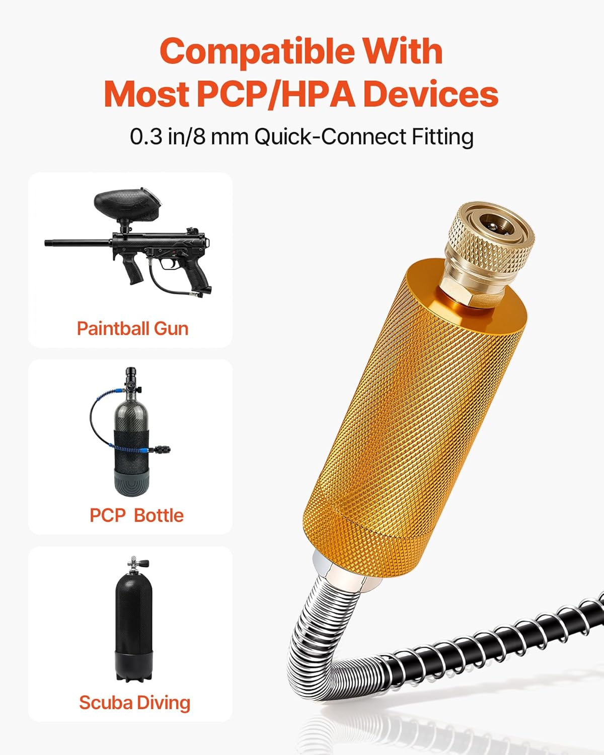 VEVOR PCP Air Compressor, 4500PSI/30Mpa Portable PCP Airgun Compressor - Built-in Water and Fan Cooling System, Auto-Stop | DC12V/AC120V Paintball Tank Compressor for Air Rifle, Scuba Diving Bottle