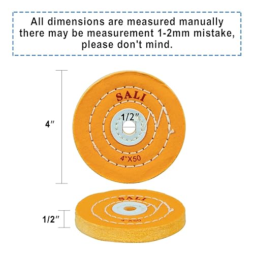 Miniatura 8 de SALI Paquete de 6 ruedas de pulido para molinillo de banco, rueda de pulido de algodón blanco de 4 pulgadas (50 capas) para pulidora de