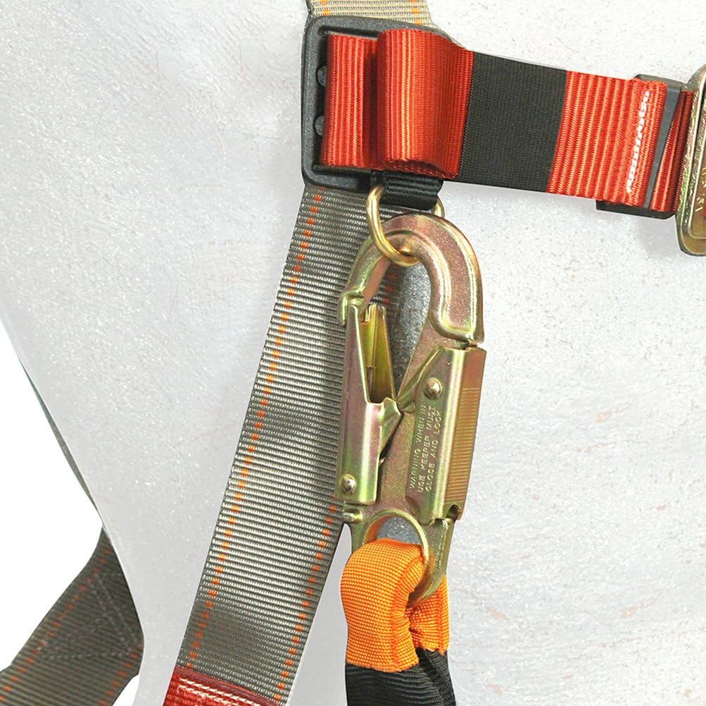 Madaco Roof Construction Fall Protection Full Body Industrial Safety Harness Internal Shock Absorbing 6FT Lanyard Kit Size M-XXL ANSI OSHA Combo B