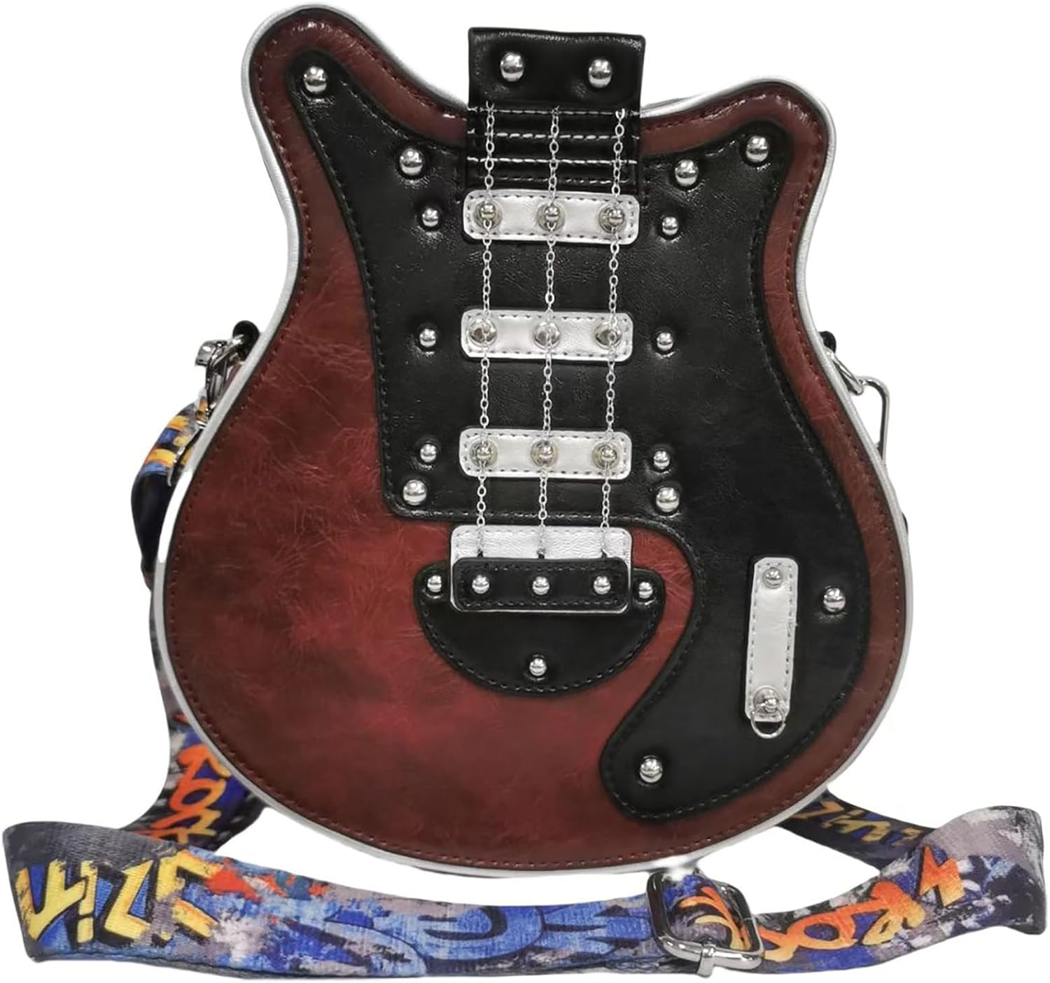 Guitar Shaped Crossbody Bag For Men & Women - PU Leather, Adjustable Strap, Multiple Colors - View #9