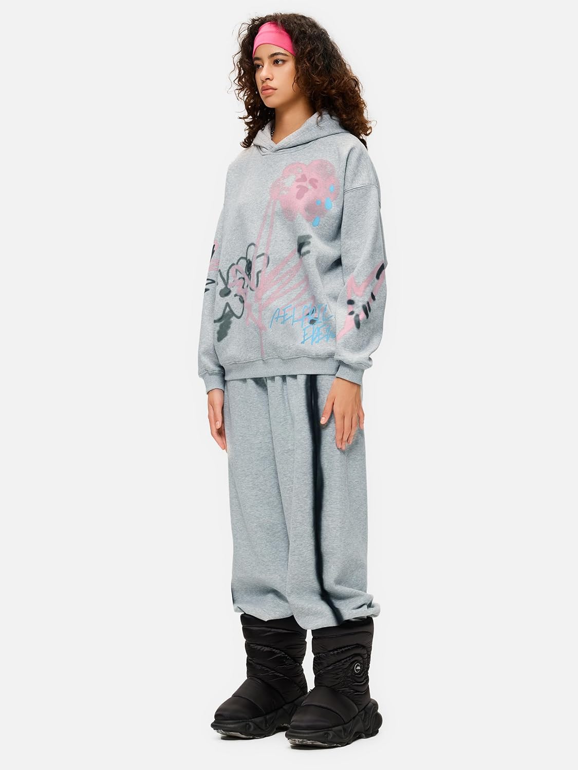 Aelfric Eden Womens Oversized Graphic Hoodies Cartoon Graffiti Print Fleece Hooded Sweatshirt Unisex Long Sleeve Pullover - Image 8