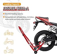 Vista 4 de Donext - Soporte para rueda trasera de motocicleta (850 lb), soporte de elevación de brazo oscilante para bicicletas deportivas, rojo, U+L