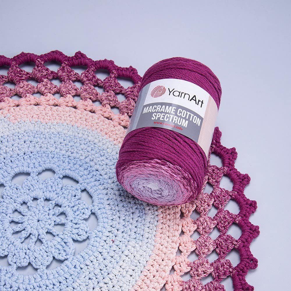 MACRAME Yarn Art Cotton Spectrum Cord Harmonious Colors, Unique Crafts 8.80 Oz, 246.06 Yds 80% Rope Multicolor Macrame, Colorful Weight Worsted (1319)