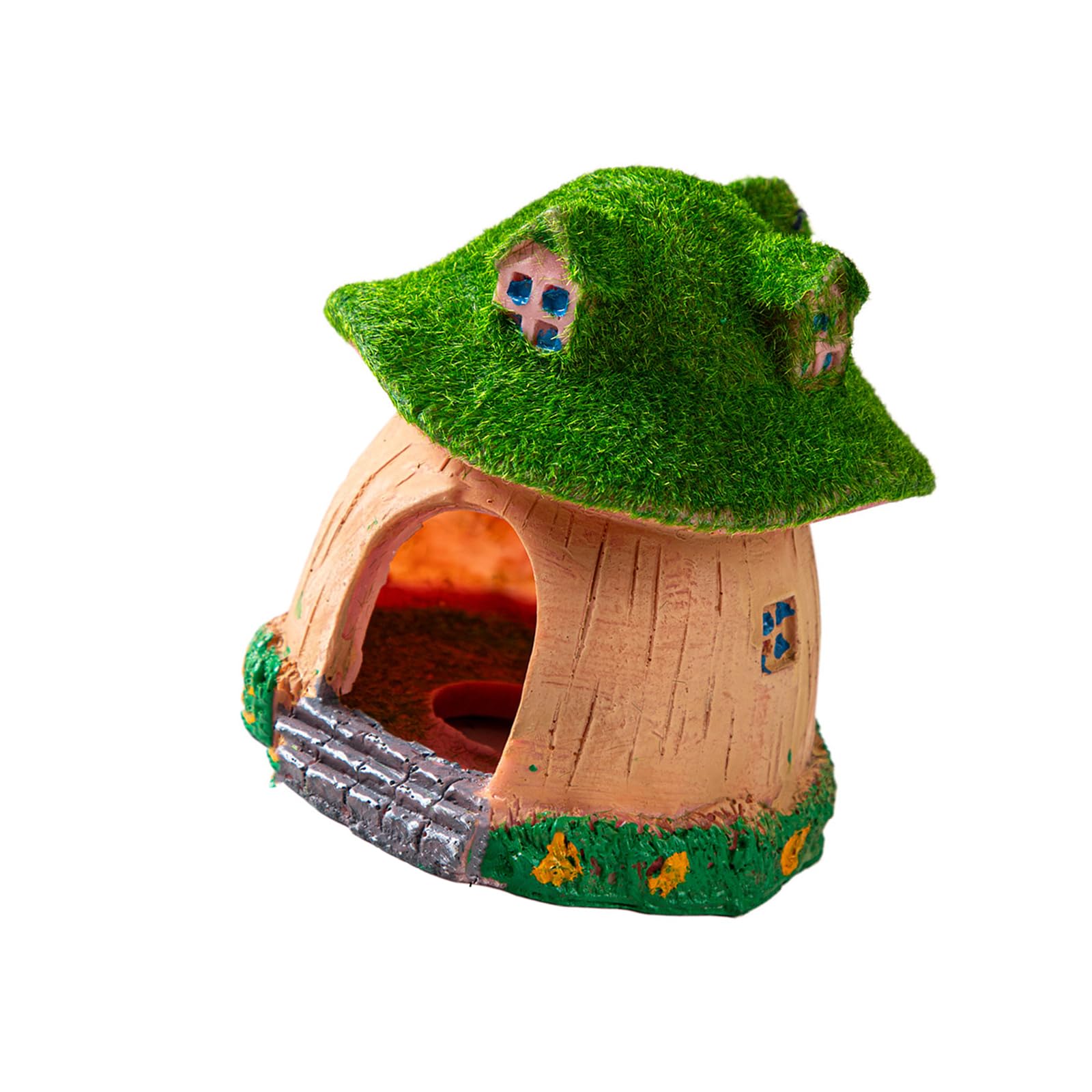 Oxxggkao Mushroom House Aquarium Ornament Pet Cave House, Hollow Resin Habitat Shelter For Fish Aquariums, Small Pets And Turtles Decor Vivarium Shelter Terrarium Ornament Aquarium Cave Small Pet Supplies Turtle Habitat Fish