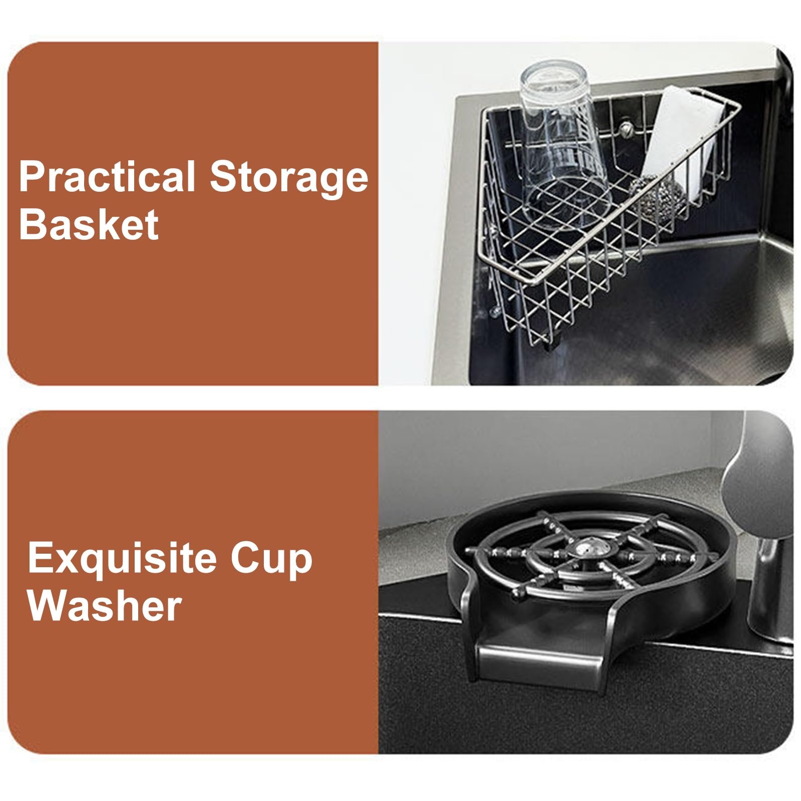 Lavello Angolare da Cucina in Acciaio Inox 304, Nero, Lavello Cucina 1 Vasca con Rubinetto Estraibile e Numerosi Accessori, Ideale per Uso Domestico, Bar e Commerciale(84x55cm/33x22in)