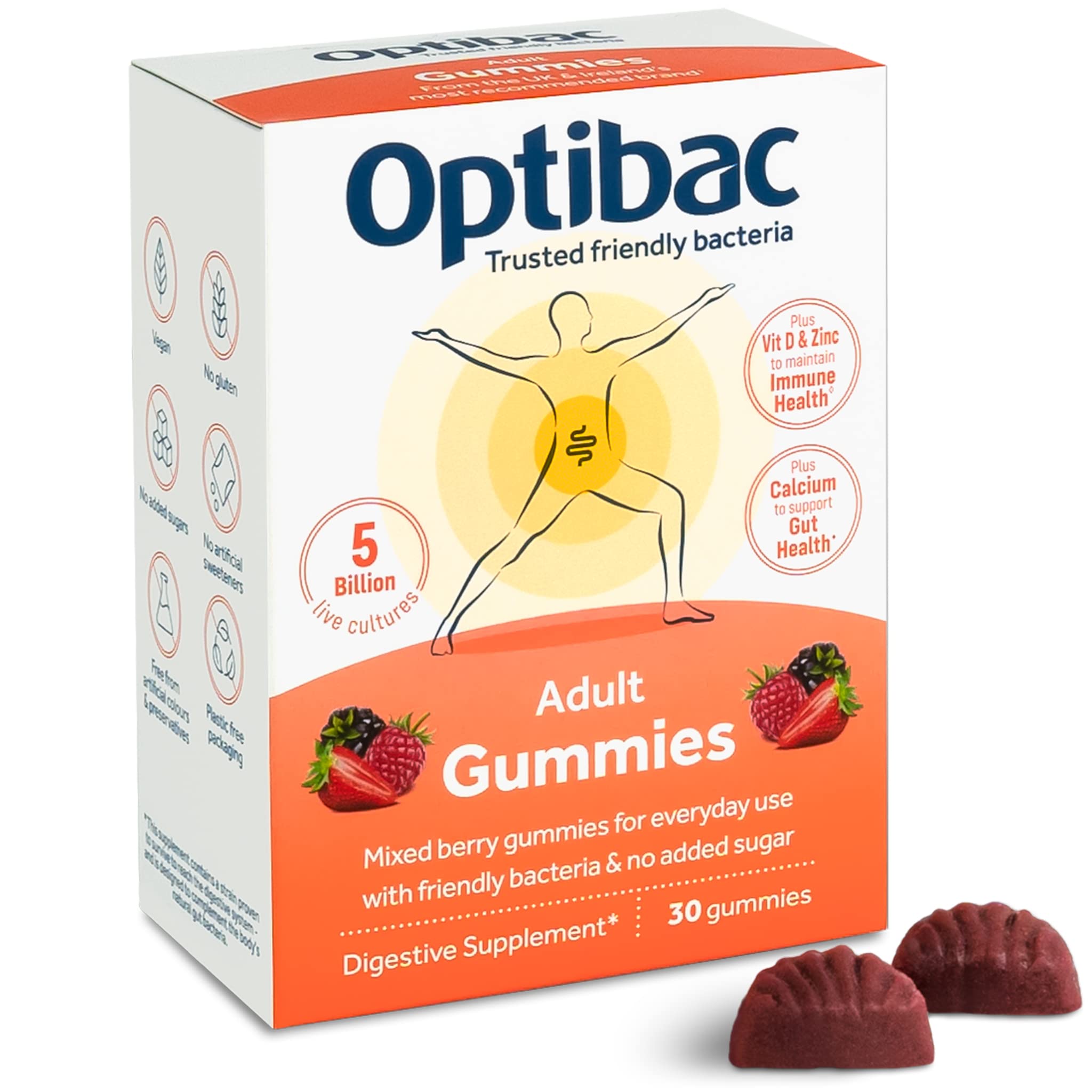 Optibac Probiotics Adult Gummies Vegan Digestive Supplements with