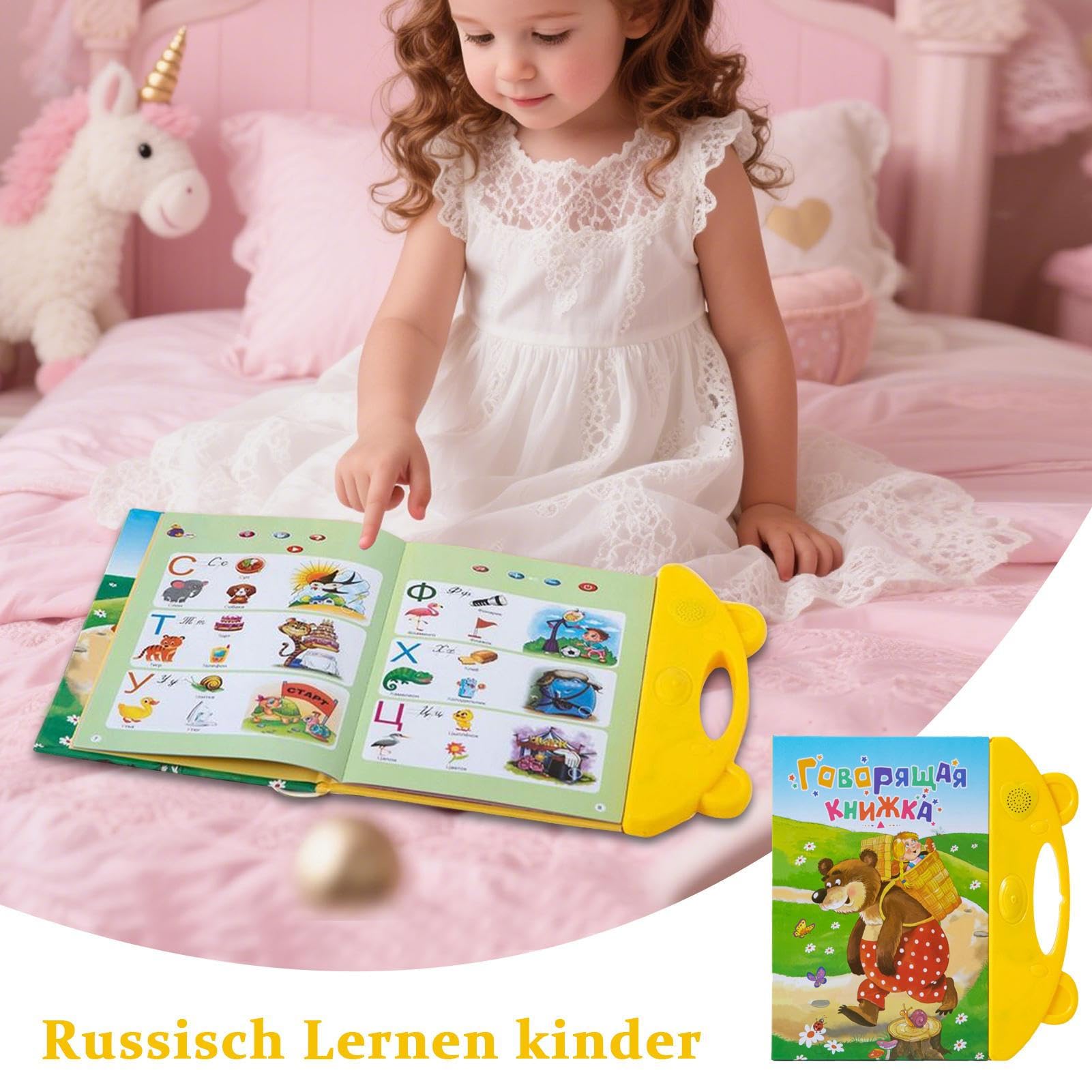 Libro Parlante Russo Per Bambini, Libro Audio Vocabolario Russo, Giocattoli Educativi per Principianti Ragazze e Ragazzi Prescolare Istruzione Domiciliare Aula Casa Appassionati di Lingue e