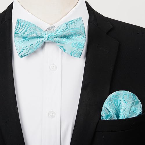 Miniatura 2 de HISDERN Pajaritas para hombre pre-atadas Paisley pajaritas de bolsillo cuadrado conjunto de pajarita para hombre fiesta de boda