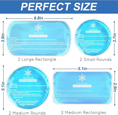 Miniatura 5 de Tutmyrea Paquetes de hielo reutilizables para lesiones, paquete de 8 unidades de gel suave, compresa fría y caliente, paquete de hielo para niños,
